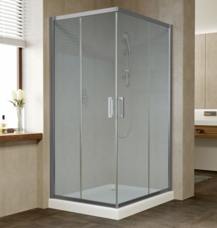 Душевой уголок Vegas Glass ZA-F 90*80 07 02 профиль матовый хром, стекло шиншилла фото 1