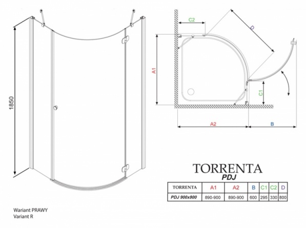 Душевой уголок Radaway Torrenta PDJ 90 стекло графит R фото 4