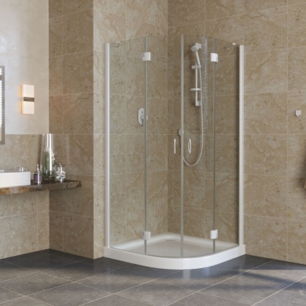 Душевой уголок Vegas Glass AFS Lux 0100 01 01 профиль белый, стекло прозрачное фото 2