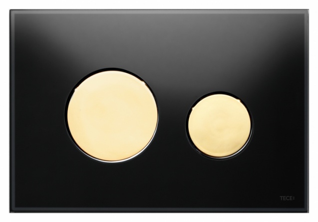 Кнопка смыва Tece Loop  черное стекло, кнопка золото фото 1