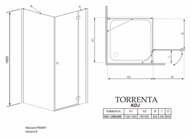 Душевой уголок Radaway Torrenta KDJ 120x80 прозрачное стекло R фото 4
