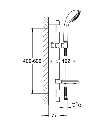 Душевой гарнитур Grohe Relexa Ultra (ручной душ, штанга 600 мм, шланг 1750 мм) фото 2