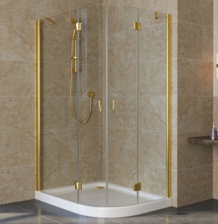 Душевой уголок Vegas Glass AFS-F Lux 110*100 09 01 L профиль золото, стекло прозрачное фото 1