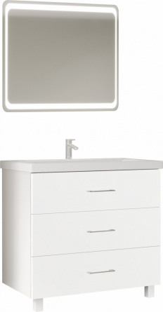 Мебель для ванной Marka One Mix 80Н с 3 ящиками, белый глянец, ручки рейлинг фото 1