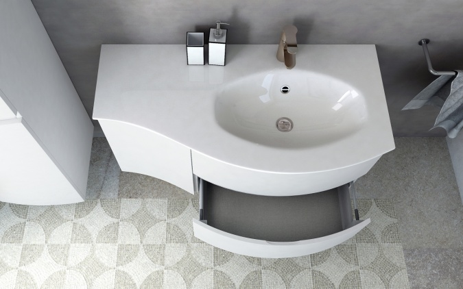 Мебельная раковина Cezares 50154 104х52 R bianco фото 2