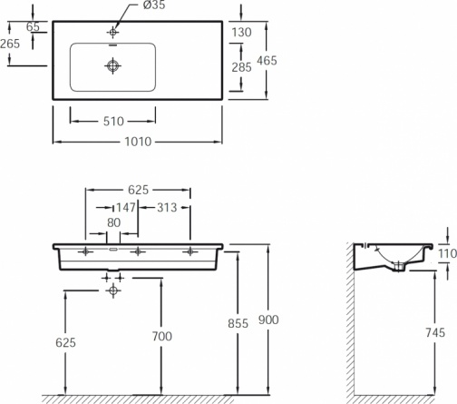 Раковина Jacob Delafon Vox EXAC112 R 100 см фото 4