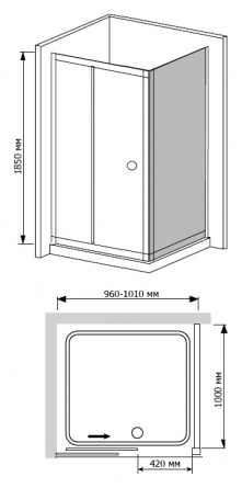 Душевой уголок RGW Classic CL-45 (960-1010)x1000x1850 стекло чистое фото 3