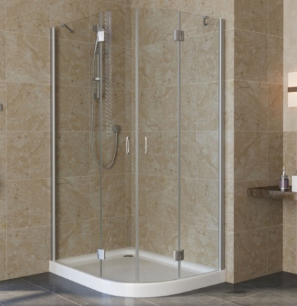 Душевой уголок Vegas Glass AFS-F Lux 110*80 07 01 L профиль матовый хром, стекло прозрачное фото 1