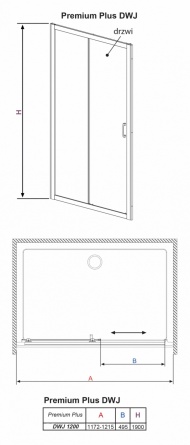 Душевая дверь в нишу Radaway Premium Plus DWJ 120 стекло фабрик фото 10