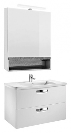 Мебель для ванной Roca Gap 80 белая, зеркало-шкаф фото 1