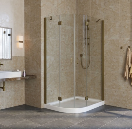 Душевой уголок Vegas Glass AFS-F Lux 110*80 05 01 R профиль бронза, стекло прозрачное фото 2