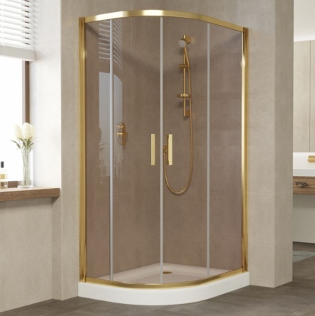 Душевой уголок Vegas Glass ZS-F 100*90 09 05 профиль золото, стекло бронза фото 1