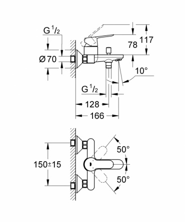 Смеситель для ванны GROHE BauEdge фото 2
