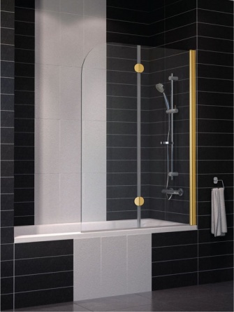 Шторка на ванну Vegas Glass E2V 0120 09 01 R профиль золото, стекло прозрачное фото 1