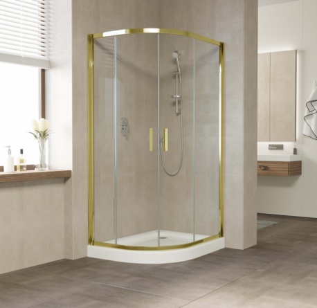 Душевой уголок Vegas Glass ZS-F 100*90 09 01 профиль золото, стекло прозрачное фото 2