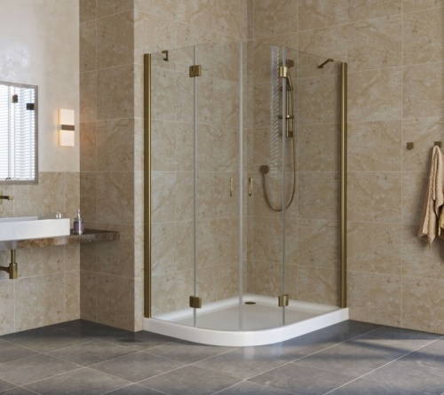 Душевой уголок Vegas Glass AFS-F Lux 120*110 05 01 R профиль бронза, стекло прозрачное фото 2