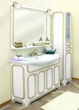 Зеркало Sanflor Каир 120 белое, золотая патина фото 2