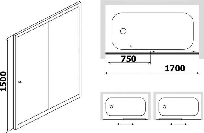 Шторка на ванну RGW Screens SC-42 1700x1500 стекло прозрачное фото 2