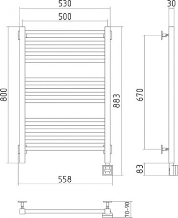 Полотенцесушитель электрический Сунержа Модус 80x50, R фото 5