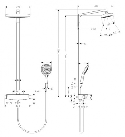 Душевая стойка Hansgrohe Raindance Select E 300 2jet  Showerpipe фото 2