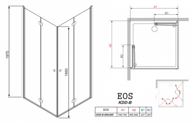 Душевой уголок Radaway EOS KDD-B 80x90 прозрачное стекло фото 7