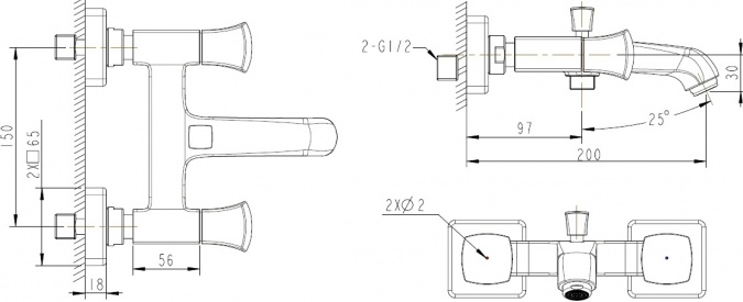 Смеситель Bravat Whirlpool F678112C-01 для ванны с душем фото 6