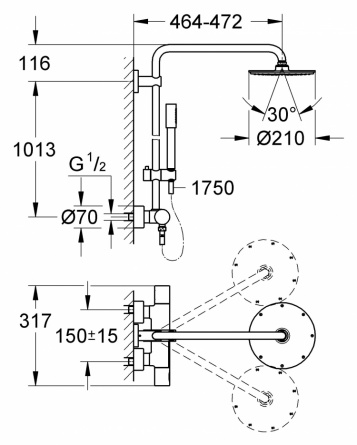 Душевая стойка Grohe Rainshower System 210 фото 10
