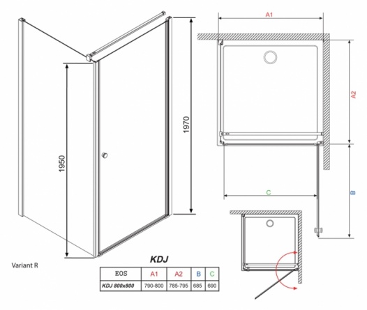 Душевой уголок Radaway EOS KDJ 80 интимато R фото 3