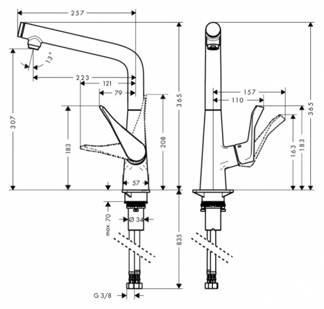 Смеситель Hansgrohe Metris S  для кухонной мойки фото 5