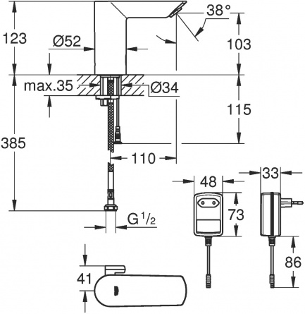 Смеситель Grohe Bau Cosmopolitan E 36453000 для раковины фото 3
