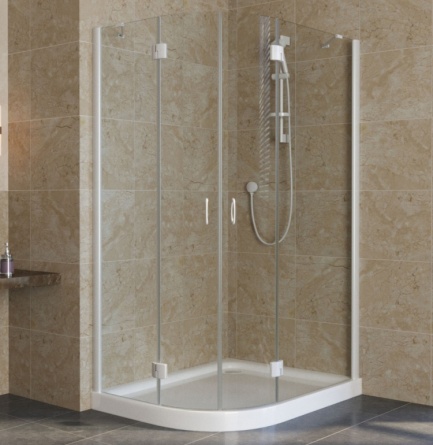 Душевой уголок Vegas Glass AFS-F Lux 110*100 01 01 R профиль белый, стекло прозрачное фото 1