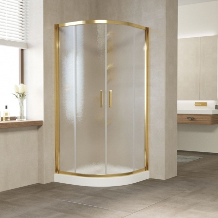 Душевой уголок Vegas Glass ZS 100 09 02 профиль золото, стекло шиншилла фото 1