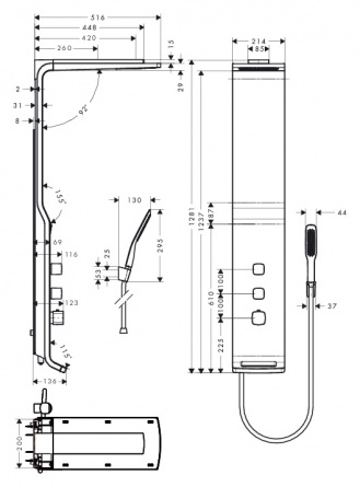 Душевая панель Hansgrohe Raindance Lift фото 3