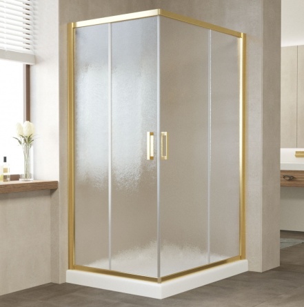 Душевой уголок Vegas Glass ZA-F 110*80 09 02 профиль золото, стекло шиншилла фото 2