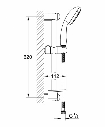 Душевой гарнитур Grohe Tempesta Classic 100 (ручной душ, штанга 600 мм, шланг 1750 мм) фото 2