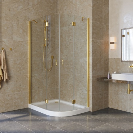 Душевой уголок Vegas Glass AFS-F Lux 100*80 09 01 L профиль золото, стекло прозрачное фото 2