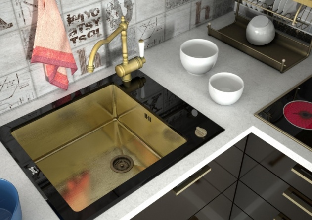 Мойка кухонная Zorg Inox Glass GL-6051-BLACK-BRONZE черное стекло фото 2