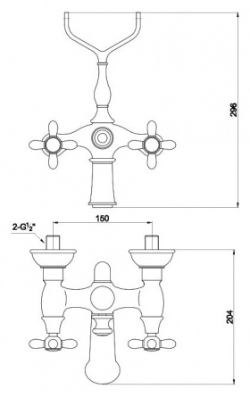 Смеситель Timo Ritz 0144Y Silver для ванны с душем фото 2