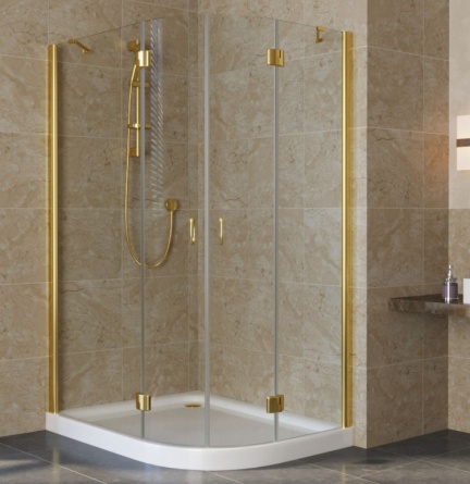 Душевой уголок Vegas Glass AFS-F Lux 120*110 09 01 L профиль золото, стекло прозрачное фото 1
