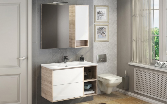 Мебель для ванной Comforty Гамбург 90 дуб сонома фото 2