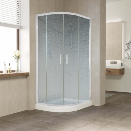 Душевой уголок Vegas Glass ZS-F 90*80 01 02 профиль белый, стекло шиншилла фото 2
