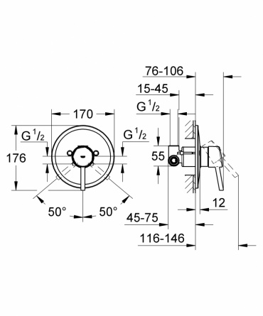 Смеситель для душа GROHE Concetto (со встраиваемым механизмом) фото 2