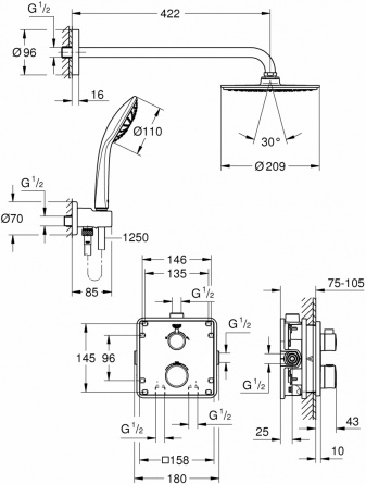 Душевой комплект Grohe Grohtherm 34734000 с термостатом фото 2