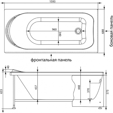 Акриловая ванна Aquanet West 160x70 фото 4