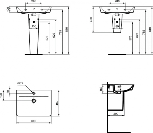 Раковина Ideal Standard Connect Air Cube E074201 60 см фото 2