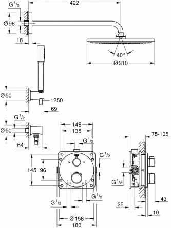 Душевой комплект Grohe Grohtherm 34731000 с термостатом фото 2