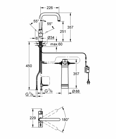 Смеситель для кухонной мойки Grohe Blue (фильтрация, U-излив) фото 2