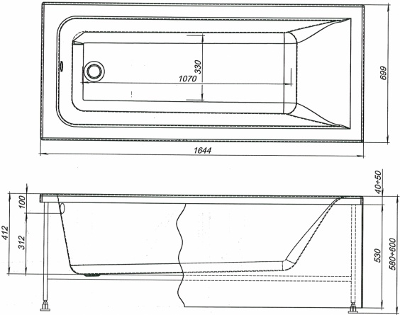 Акриловая ванна Aquanet Bright 165x70 фото 8