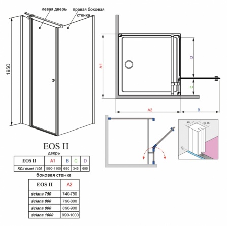 Душевой уголок Radaway EOS II KDJ 100 L фото 4