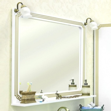 Мебель для ванной Sanflor Каир 100 белая, золотая патина фото 4